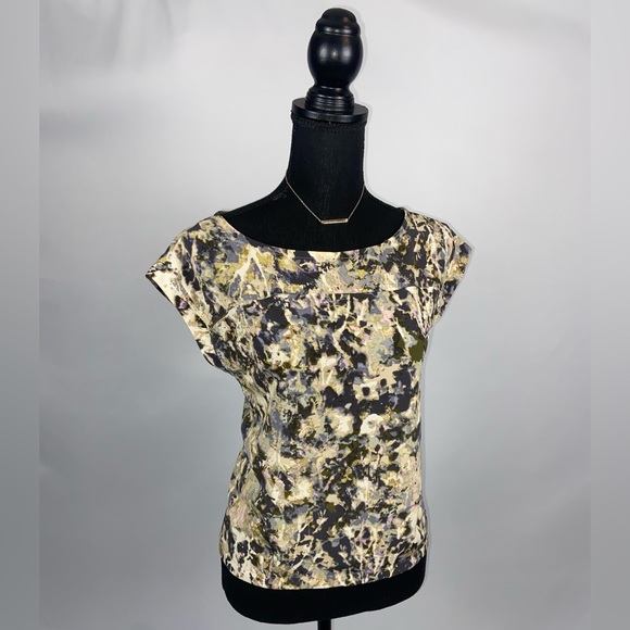 French Connection Tops - Blouse Top Abstract Size XS French Connection Olive Green & Tan